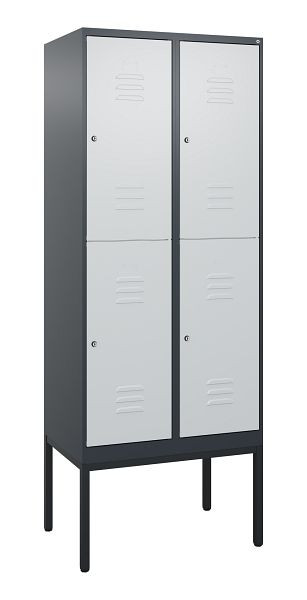 C+P Doppelstöckiger Spind Classic PLUS, Gestell, 2 Abteile, 2120x800x500mm, 7016/7035, Zylinderschlösser, 0803307-22 S10028
