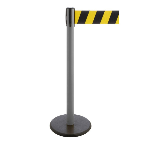 Stein HGS Personenleitsystem -P-Line Premium-, anthrazit, schwarz/gelb diagonal (schraffiert), mit Gurtendstück (Standard), Gurtlänge: 3,8 m, 34241a-1702