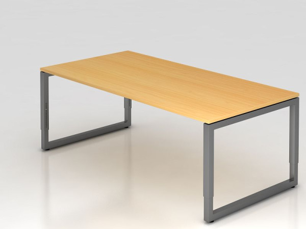 Hammerbacher Schreibtisch O-Fuß eckig 200x100cm Buche/Graphit, Rechteckform mit schwebender Tischplatte, VRS2E/6/G