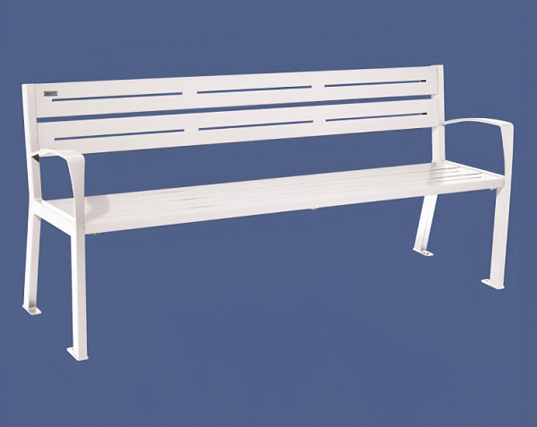 Procity Sitzbank Silaos® 5 Leisten, 100% Stahl, Mit Armlehne, Ein- Oder Zweifarbirg, RAL 9010, 209516.9010