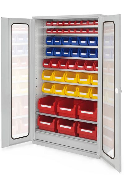 Kappes Großraum Schrank Modell 23 RAL 7035, 1950 x 1130 x 590 mm, Sichtfenstertüren, 1 Schubladen unten, 1780.10.5013