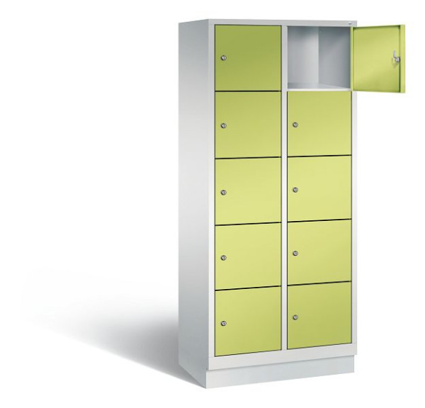 C+P Schließfachschrank Evolo, H1800xB810xT500mm, Farbe: Lichtgrau / Viridingrün, 48020-225 S10172