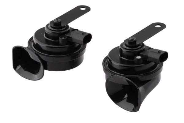 HELLA Fanfare - TE16S - 12V - 110dB(A) - Frequenzbereich: 400/500Hz - elektrisch - Gehäusefarbe: schwarz - Stecker: BMW - Set, 3FH 012 010-041