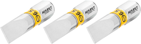 Hazet Bit, Sechskant massiv 6,3 (1/4 Zoll), Schlitz Profil, 1.2 x 6.5 mm, Anzahl Werkzeuge: 3, 2208N-10/3