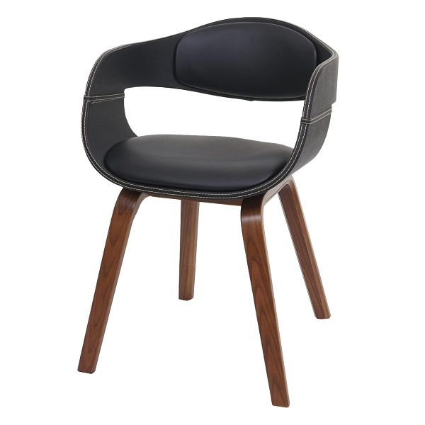 Mendler Esszimmerstuhl HWC-A47b, Küchenstuhl Stuhl, Retro-Design Holz Bugholz Kunstleder, schwarz, 94647