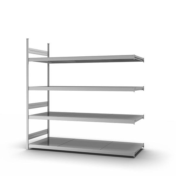 hofe Großfach-Anbauregal, 2500x800x2500 mm, 4 Fachebenen, verzinkt, 350 kg Fachlast, 1750 kg Feldlast, zweiseitige Bedienung, GZA25825B