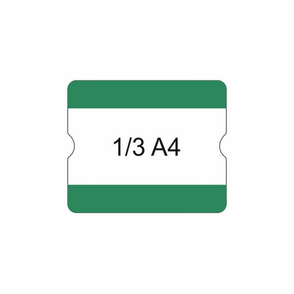 Eichner Bodenbeschriftungstasche 1/3 A4 offen, selbstklebend für innen, austauschbare Beschriftung, 216x180 mm, grün, VE: 10 Stück, 9225-20530-030