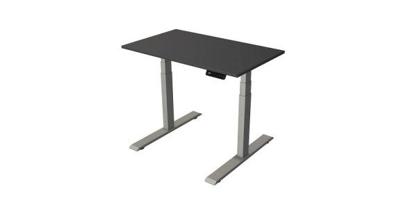 Kerkmann Steh-/Sitztisch B 1000 x T 600 mm, silber, elektrisch höhenverstellbar von 630 - 1270 mm, anthrazit/silber, 10275713