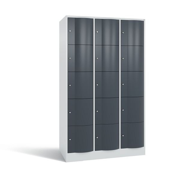 C+P XL-Schließfachschrank Resisto, 15 Fächer, H1950B1148T640 mm, Grau/Anthrazit, 8570-373 S10187