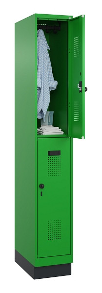 C+P Doppelstöckiger Spind Evolo PLUS, mit Sockel, 2 Fächer, 1950x300x500mm, 6037, Drehriegel, 049320-10 S10026