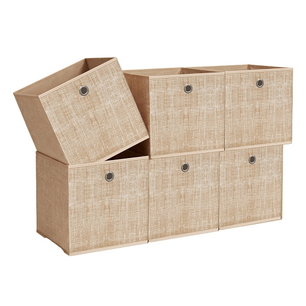 SONGMICS Aufbewahrungsbox, Beige, 30x30x30 cm, RFB006K03