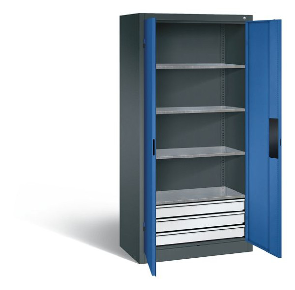 C+P Werkzeugschrank Acurado, H1950xB930xT500mm, Farbe: Anthrazitgrau / Enzianblau, Muldengriff, 8921-523 S10161