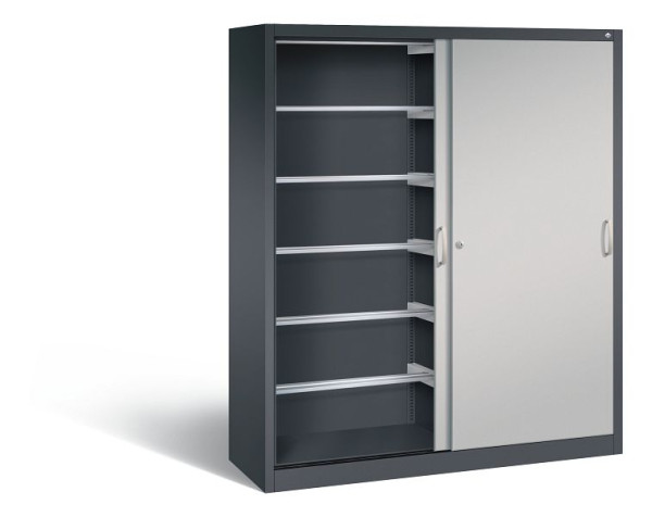 C+P Schiebetürenschrank Acurado, H1950xB1600xT500mm, Farbe: Schwarzgrau / Weißaluminium, Bügelgriff, 2150-60 S10032