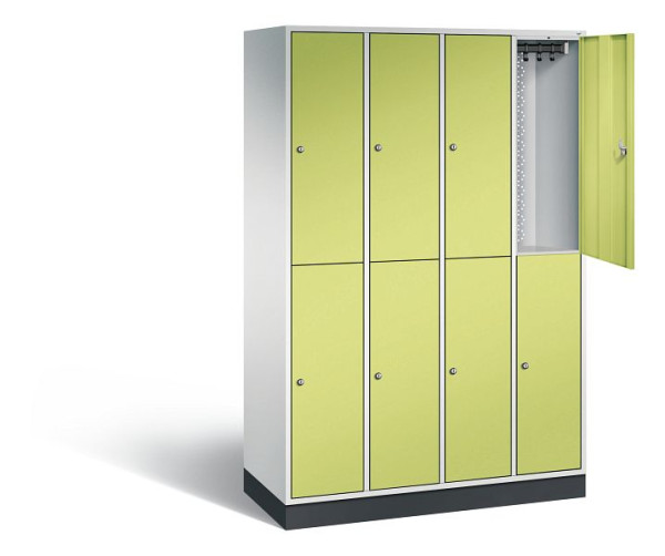 C+P Spind doppelstöckig Intro, H1950xB1220xT490mm, Farbe: Lichtgrau / Viridingrün, 8270-401 S10068