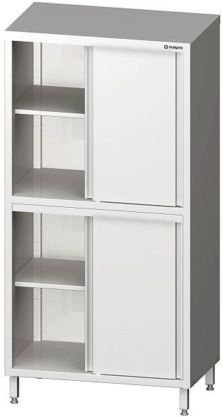 Stalgast Hochschrank mit Schiebetüren, 800x600x2000 mm, mit zwei Schrankräumen, verschweißt, VHK08614