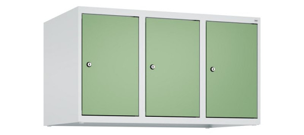 C+P Schrankaufsatz Classic PLUS, Aufsatzschrank, 7035/6011, Zylinderschlösser, 500x900x500mm, 3 Abteile, 080090-30 S10021