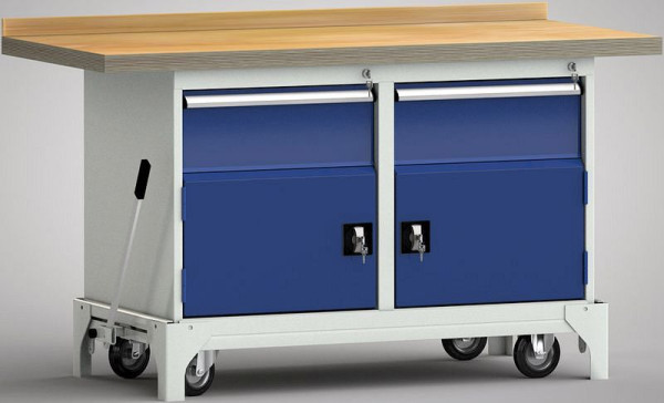 KLW Fahrbare Profi-Werkbank - 1500 x 700 x 871 mm L x B x H, links x rechts 200EA/Tür, WP782N-1500M45-E7053