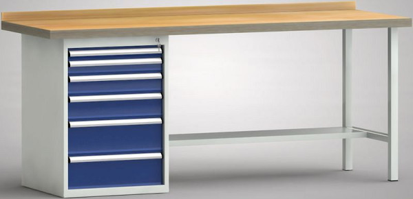 KLW Standard-Werkbank - 2000 x 700 x 900 mm L x T x H (ERGO-Version), links 50EA/75EA/100EA/125EA/2x175EA, WS184E-2000M40-E7029