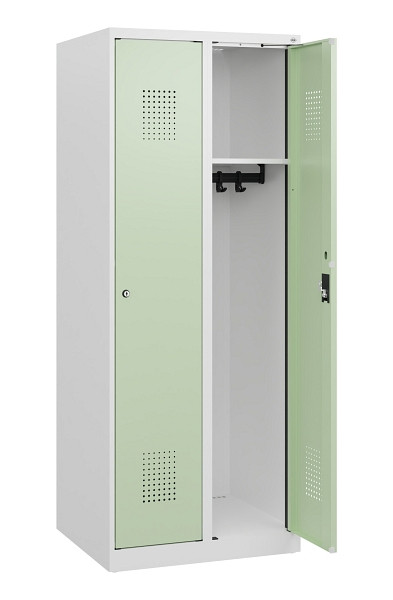 C+P Spind Evolo PLUS, 2 Abteile, 1530x600x500mm, 9016/6019, Zylinderschloss, 0490005-20 S10045