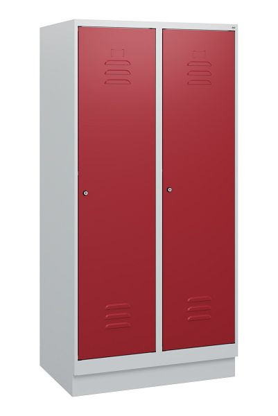 C+P Umkleidespind Classic PLUS, Sockel, 2 Abteile, 1630x800x500mm, 7035/3003, Zylinderschlösser, 0800205-22 S10016
