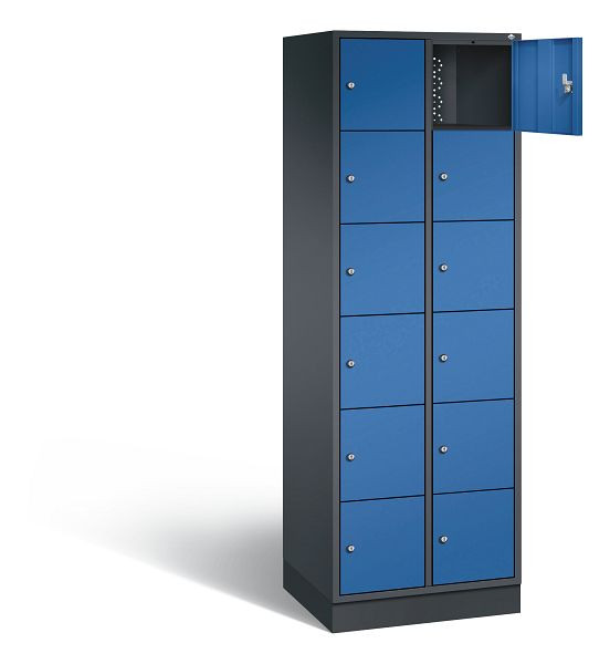 C+P Schließfachschrank Intro, H1950xB620xT490mm, Farbe: Schwarzgrau / Enzianblau, 8670-201 S10120