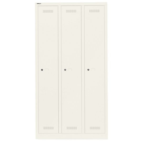 Bisley Garderobenschrank Monobloc™, 3 Abteile je 1 Fach, 196 verkehrsweiß antibakteriell, ML09T1196