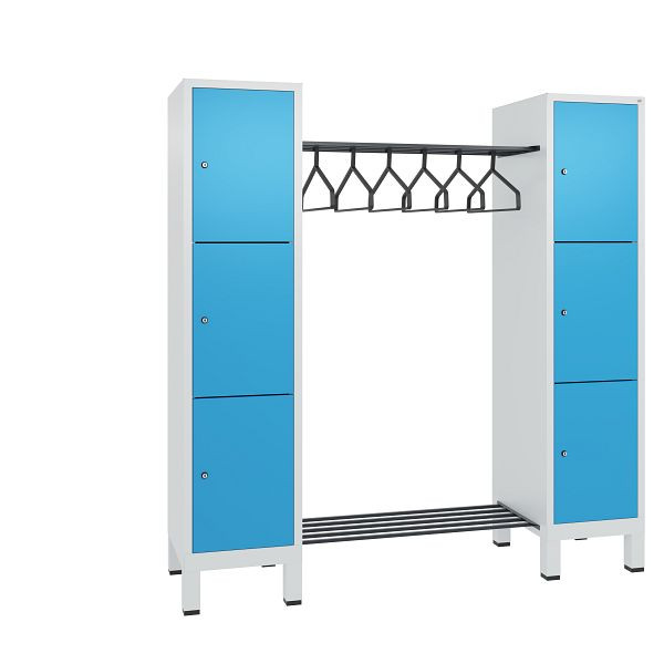 C+P Garderobe Evolo, 6 Fächer, H1850xB1790xT500 mm, Lichtgrau/Lichtblau, 48406-02 S10013