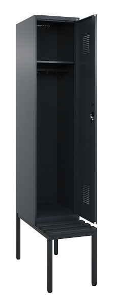 C+P Spind Evolo PLUS, 1 Abteile, 2120x400x815mm, 7016/7016, Haken 4, Zylinderschloss, Sitzfläche Kunststoff, Sitzbank, 0490507-12 S10097