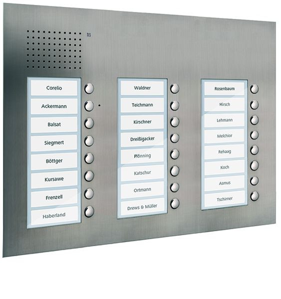 TCS Audio Außenstation Serie PUK 24 Klingeltasten (rechtsbündig), 3-spaltig, UP Edelstahl, PUK24/3-ES