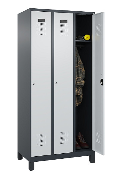 C+P Spind Evolo PLUS, mit Füßen, 3 Abteile, 1950x900x500mm, 7016/7035, Verschluss Zylinderschloss, Ablageböden 3, 049010-30 S10044