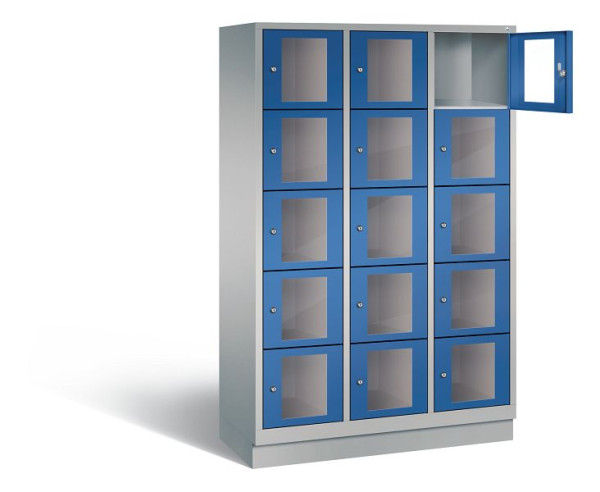 C+P Schließfachschrank Classic, H1800xB1200xT500mm, Farbe: Weißaluminium / Enzianblau, 8020A325 S10011