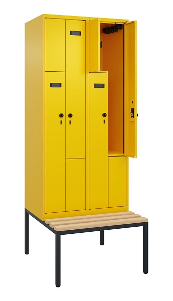 C+P Z-Spind Evolo PLUS, Bank, 4 Fächer, 2120x800x815mm, 1023/1023, Drehriegel, Sitzfläche Buche-Hartholz, Sitzbank, 0490537-224 S10022