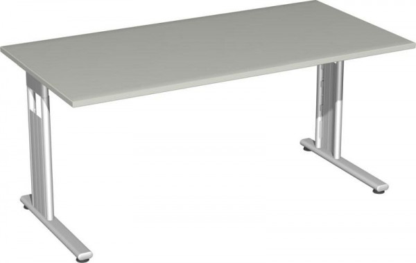geramöbel Schreibtisch feste Höhe, C Fuß Flex, 1600x800x720, Lichtgrau/Silber, S-618103-LS