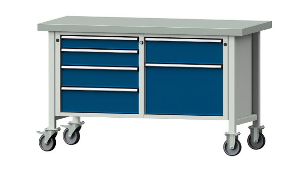 ANKE Werkbänke Kastenwerkbank, Modell 237 V, 1500 x 700 x 900 mm, RAL 7035/5010, ZBP 50 mm, fahrbar, 305.947
