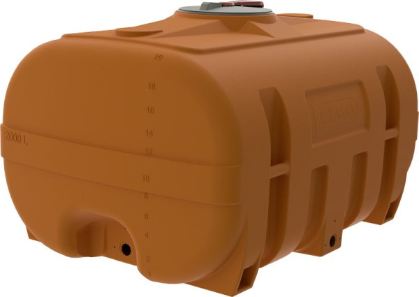 Cemo PE-Fass 2000 l kofferförmig, mit Klappdeckel 380 Orange RAL2003, 12237