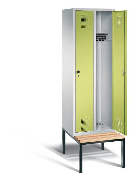 C+P Garderobenschrank Evolo, H2090xB610xT815mm, Farbe: Lichtgrau / Viridingrün, 48050-20 S10234