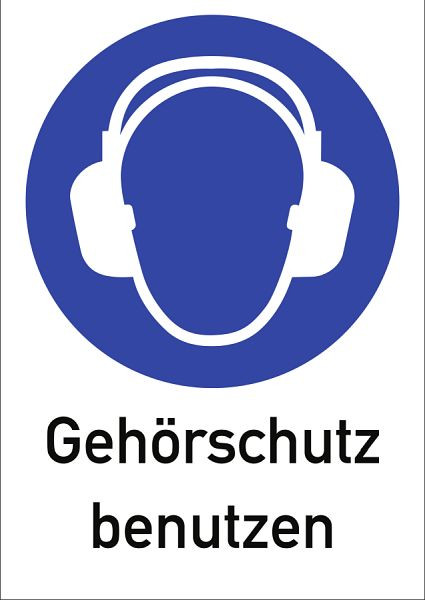 Moedel Gehörschutz benutzen, Kombischild, ISO 7010, Folie, 131x185 mm, 52702