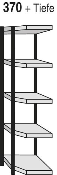 Kerkmann Eckregalfeld Stora 100, T 300 x H 1900 mm, schwarz/lichtgrau, 51240915