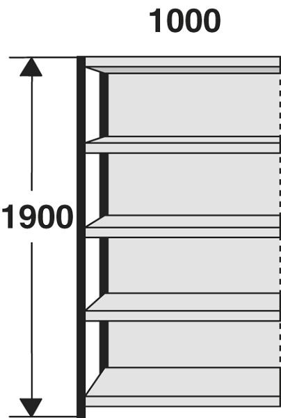 Kerkmann Regalfeld Stora 100, B 1000 x T 300 x H 1900 mm, schwarz/lichtgrau, 51241315