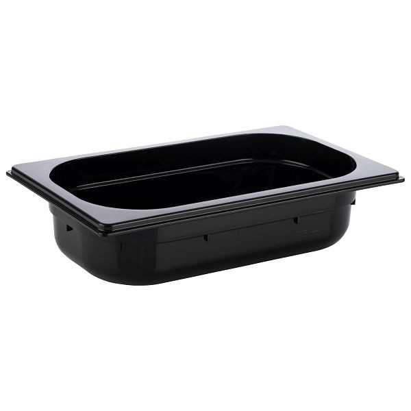 APS GN 1/4 Behälter, 26,5 x 16,2 cm, Tiefe: 65 mm, Polycarbonat, schwarz, 1,7 Liter, 82072
