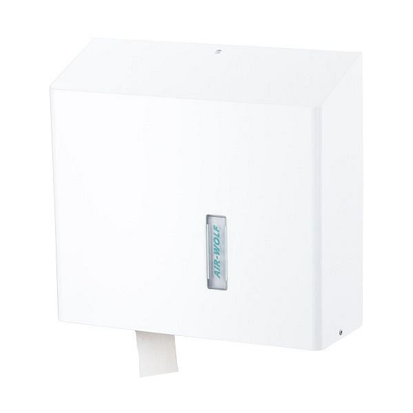 Air Wolf Großrollenspender frei befüllbar mit 1 Großrolle, Serie Omega, H x B x T: 350 x 377 x 133 mm, Edelstahl weiß, 29-437