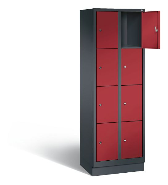 C+P Schließfachschrank Evolo, H1800xB610xT500mm, Farbe: Schwarzgrau / Rubinrot, 48020-204 S10033
