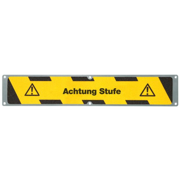 Mehlhose Antirutschplatte Aluminium mit m2 Antirutschbelag, "Achtung Stufe" 114x635mm, APM13F1