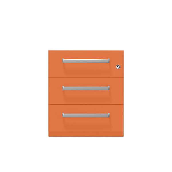 Bisley Rollcontainer Note™, 3 Schubladen, Tiefe 565 mm, Designgriff, 603 orange, NWH59M7SSS603