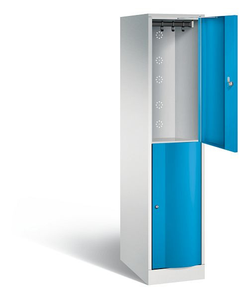 C+P Spind doppelstöckig XL Resisto, H1950xB396xT640mm, Farbe: Lichtgrau / Lichtblau, 8270-173 S10019