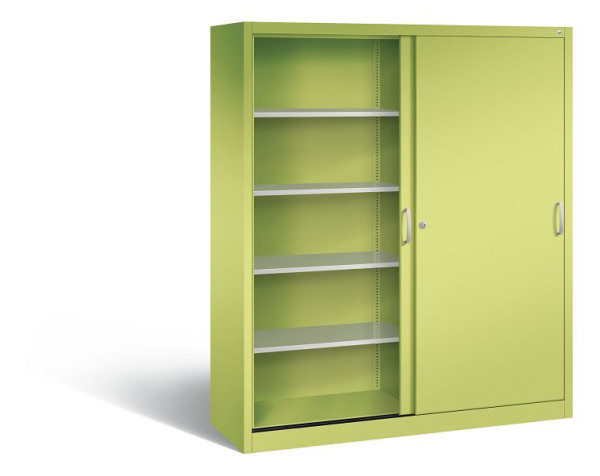 C+P Schiebetürenschrank Acurado, H1950xB1600xT500mm, Farbe: Viridingrün / Viridingrün, Bügelgriff, 5 OH, 2150-00 S10221