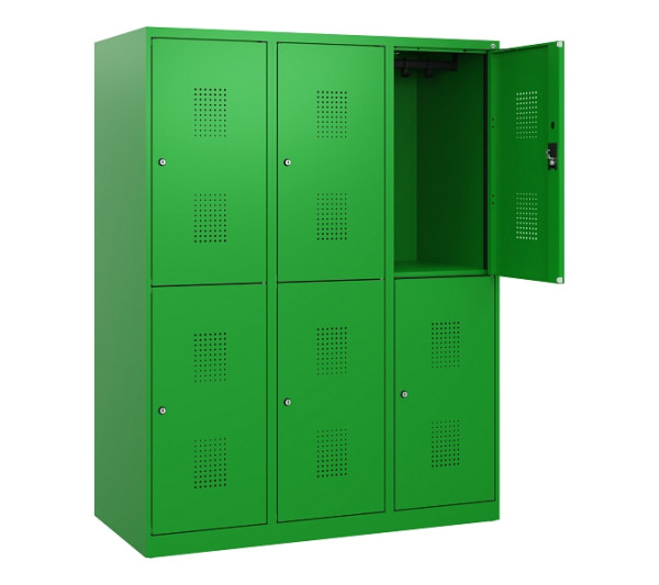 C+P Doppelstöckiger Spind Evolo PLUS, 6 Fächer, 1530x1200x500mm, 6037/6037, Zylinderschloss, 0493005-32 S10077