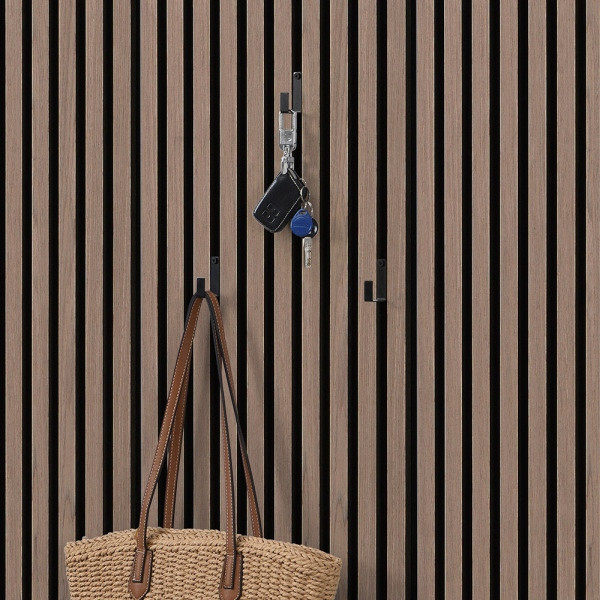 HOME DELUXE Kleiderhaken für Akustikpaneel RASTO 3er Set Schwarz, 60999