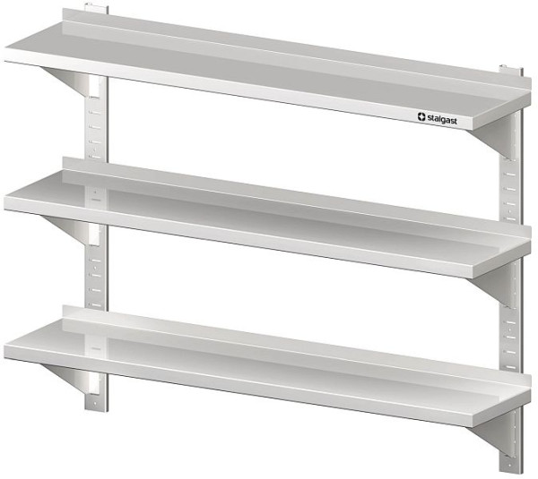 Stalgast Dreifach-Wandbord mit Konsolen, und Wandschienen, 1200x400x930 mm, höhenverstellbar, verschweißt, VWB12403