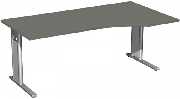 geramöbel PC-Schreibtisch rechts starr, C Fuß Blende optional, 1800x1000x720, Graphit/Silber, N-648305-GS